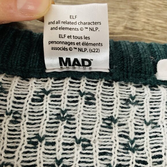 Christmas Ugly Sweater Mens L Knit Elf I Know Him Green & Red Pull-Over - Picture 7 of 15